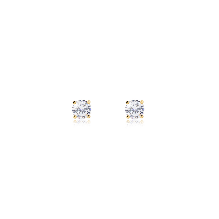 CUBIC ZIRCONIA STUD EARRING 14 KARAT GOLD DIPPED