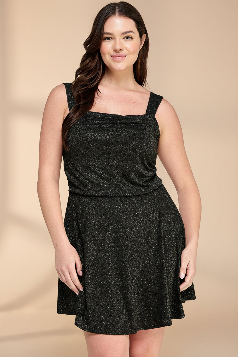 GLITTER FIT & FLARE MINI DRESS CURVY