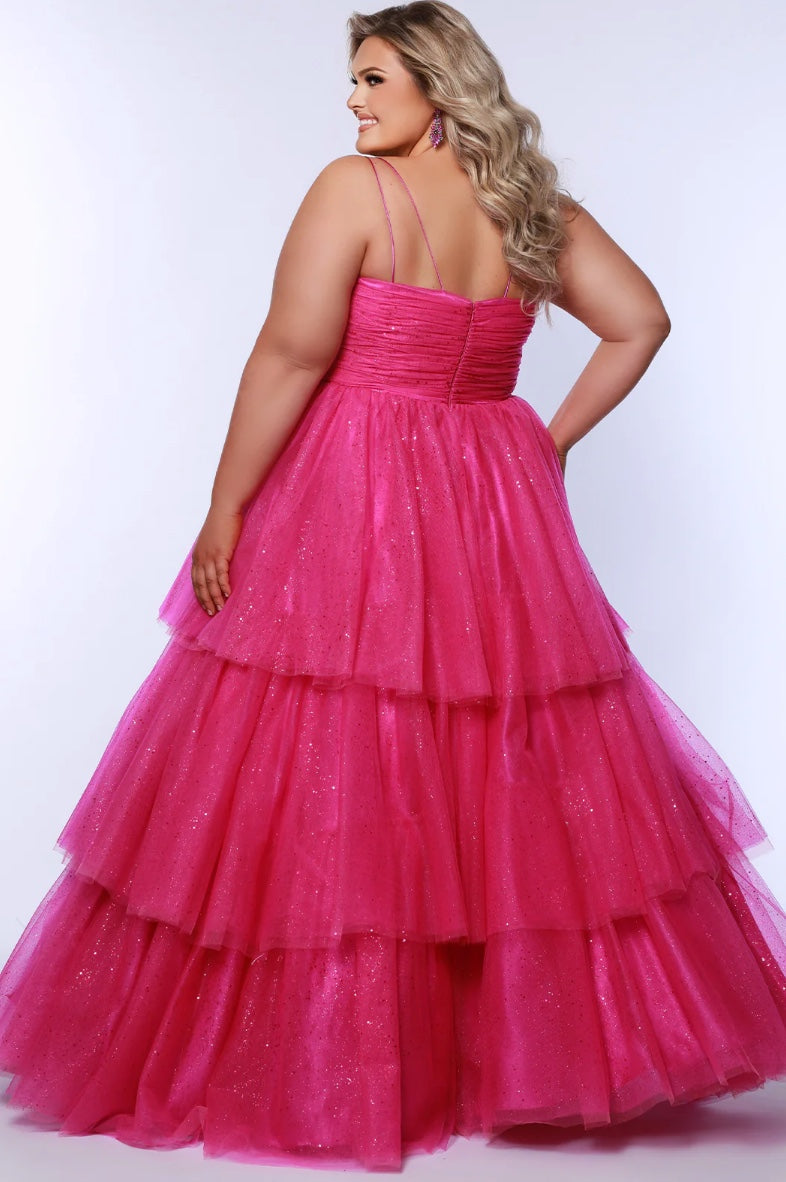 CURVY TOP TIER SPARKLE BALLGOWN WITH POCKETS BY SYDNEY'S CLOSET SC7392