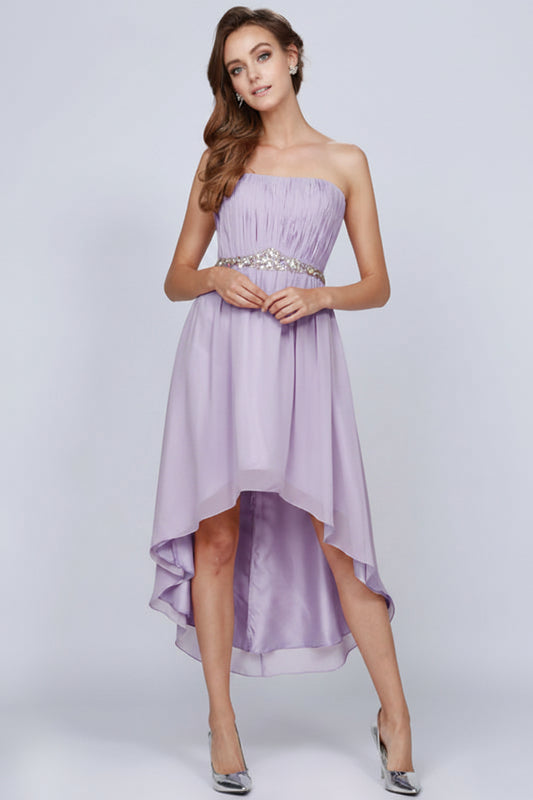 ⚡FLASH SALE 60% OFF FOR A LIMITED TIME! SALE PRICE ENDS 7/20/26! SOFT CHIFFON A-LINE CINCHED EMBELLISHED WAIST FLOWY SKIRT LACE-UP BACK FORMAL DRESS JULIET 747