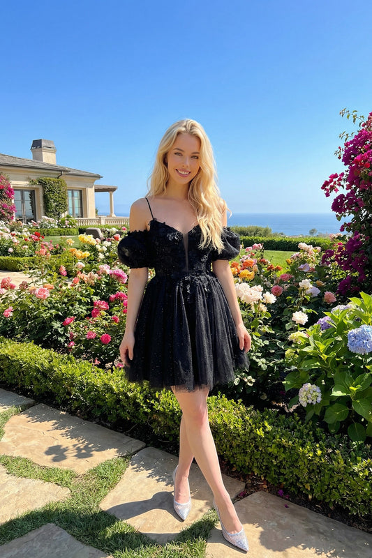JULIET BLACK WHIMSICAL CORSET SHORT HOCO FORMAL DRESS