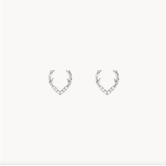 ANTLER CUBIC ZIRCONIA EARRING 24 KARAT WHITE GOLD DIPPED