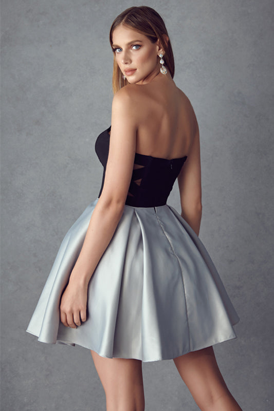 JULIET HOCO SHORT DRESS EDGY BANDAGE CAGE CUTOUT A-LINE FIT & FLARE SLEEK SHORT FORMAL PARTY DRESS