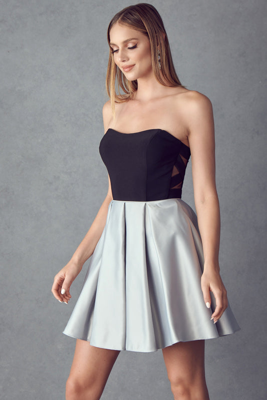 JULIET HOCO SHORT DRESS EDGY BANDAGE CAGE CUTOUT A-LINE FIT & FLARE SLEEK SHORT FORMAL PARTY DRESS