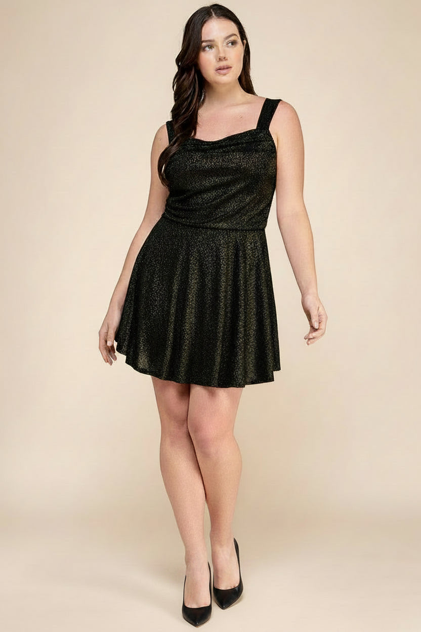 GLITTER FIT & FLARE MINI DRESS CURVY