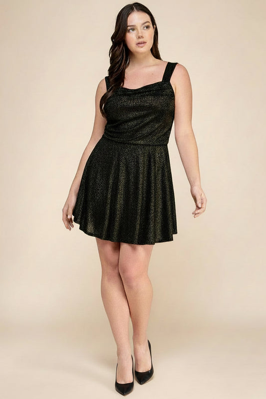 GLITTER FIT & FLARE MINI DRESS CURVY