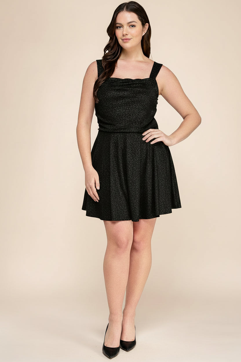 GLITTER FIT & FLARE MINI DRESS CURVY