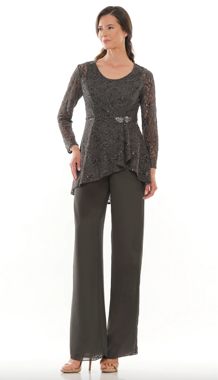 LACE & SEQUIN TOP + CAMISOLE PAIRED WITH CHIFFON PANTS MARSONI BY COLORS M305