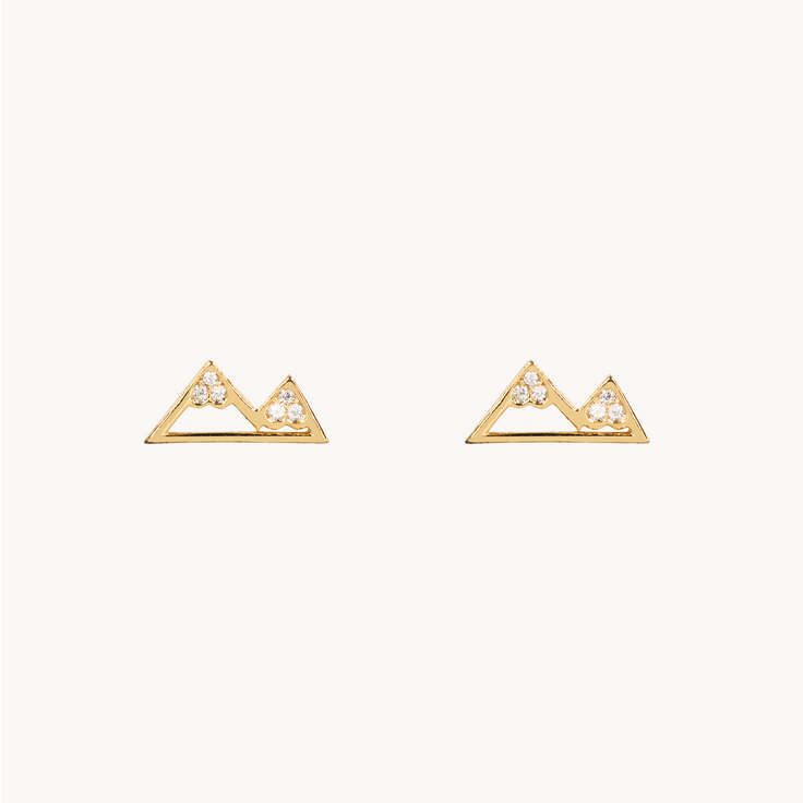 MOUNTAIN CUBIC ZIRCONIA EARRING 14 KARAT GOLD OR STERLING SILVER DIPPED