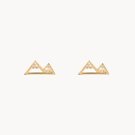 MOUNTAIN CUBIC ZIRCONIA EARRING 14 KARAT GOLD OR STERLING SILVER DIPPED
