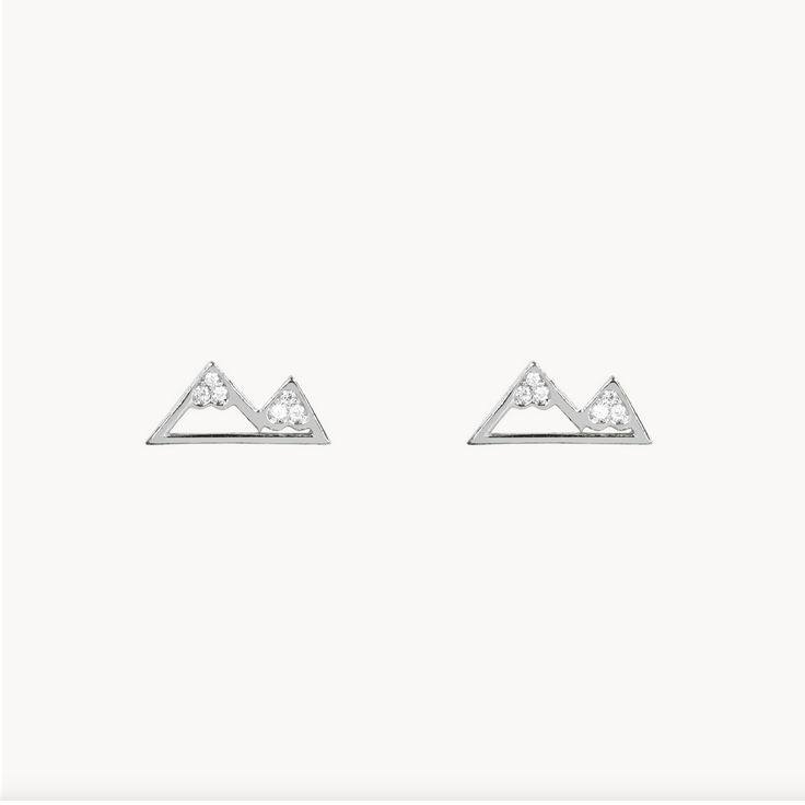MOUNTAIN CUBIC ZIRCONIA EARRING 14 KARAT GOLD OR STERLING SILVER DIPPED