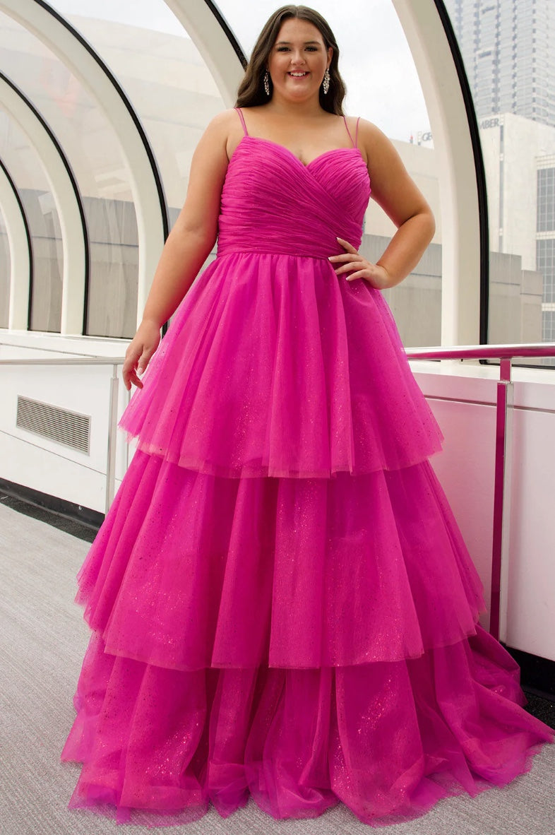 CURVY TOP TIER SPARKLE BALLGOWN WITH POCKETS BY SYDNEY'S CLOSET SC7392