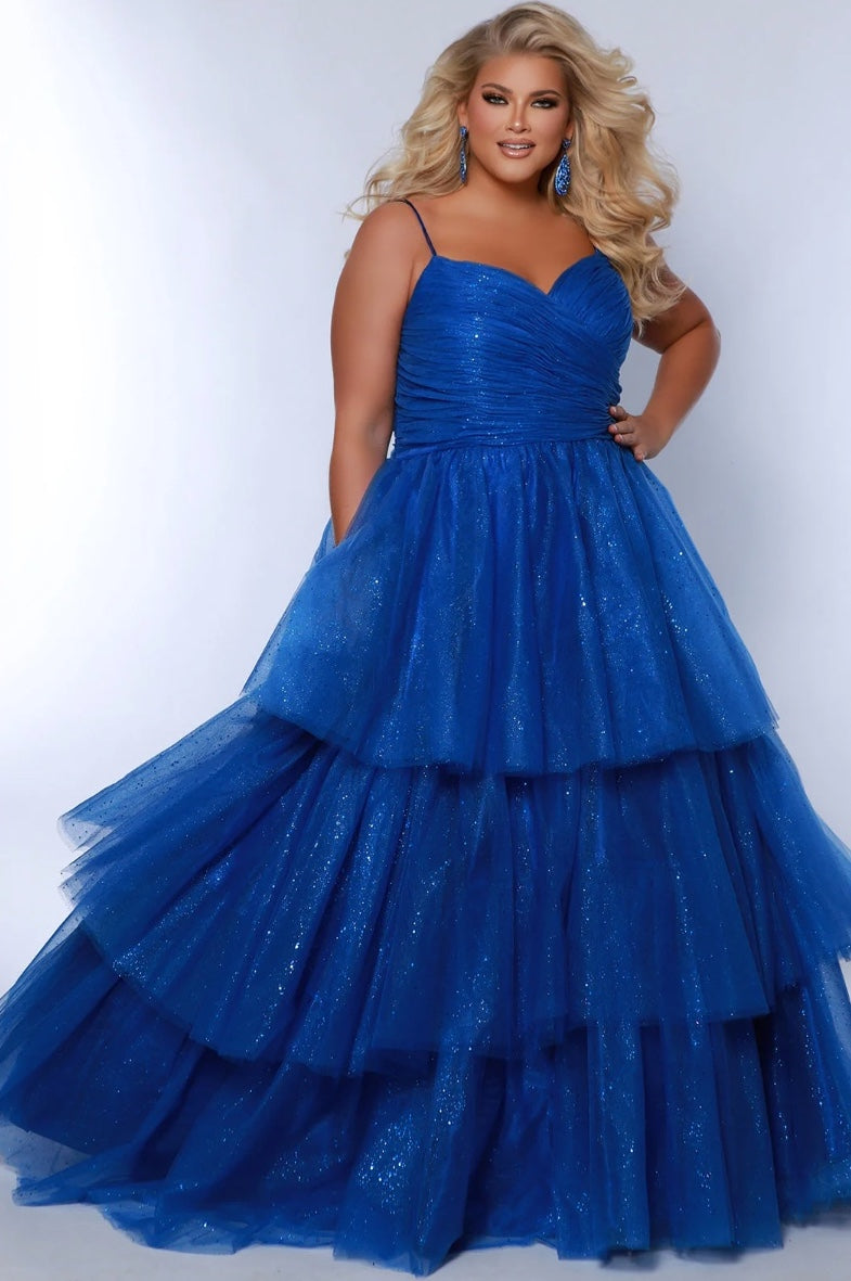 CURVY TOP TIER SPARKLE BALLGOWN WITH POCKETS BY SYDNEY'S CLOSET SC7392