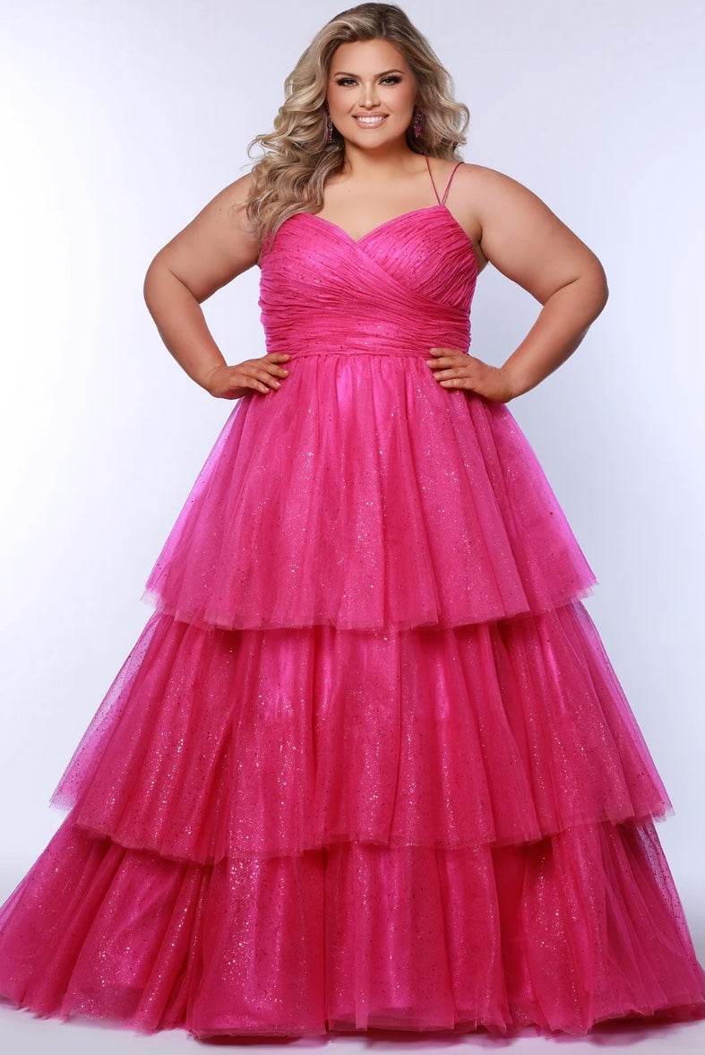 CURVY TOP TIER SPARKLE BALLGOWN WITH POCKETS BY SYDNEY'S CLOSET SC7392