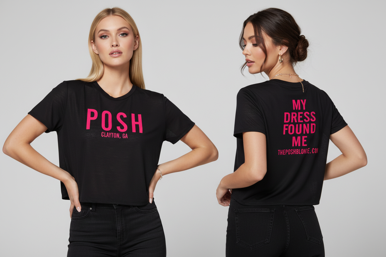 1st EDITION POSH BRANDED FLOWY CROP TOP T-SHIRT
