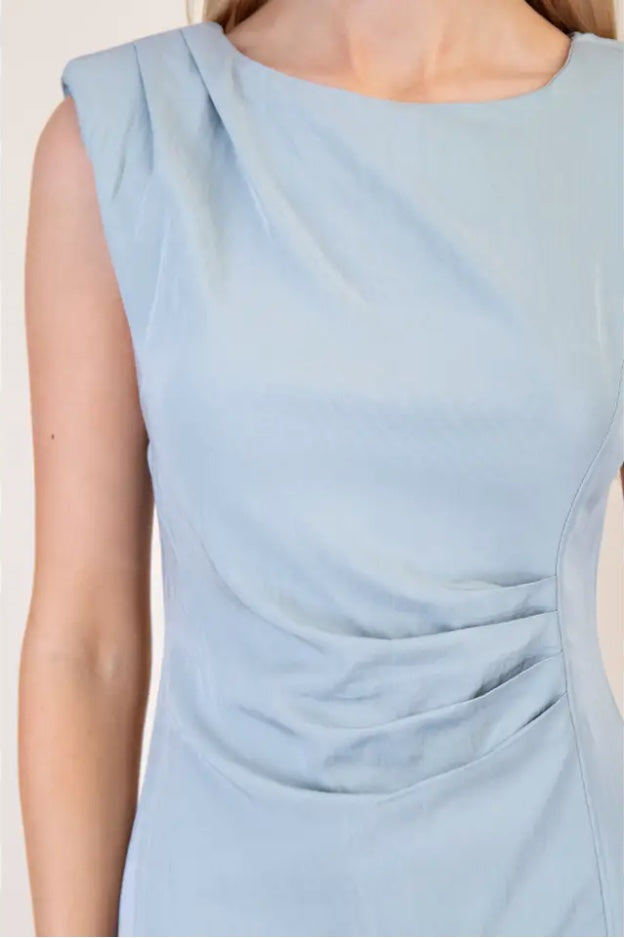 STRUCTURED PLEATED MIDI DRESS