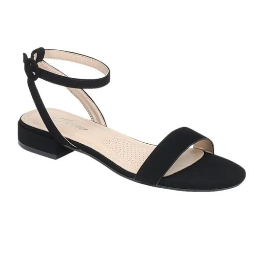 FLASH SALE ITEM PRICE ENDS 7/7/26! LOW BLOCK COMFORT HEEL WITH ANKLE STRAP IN NUDE OR BLACK